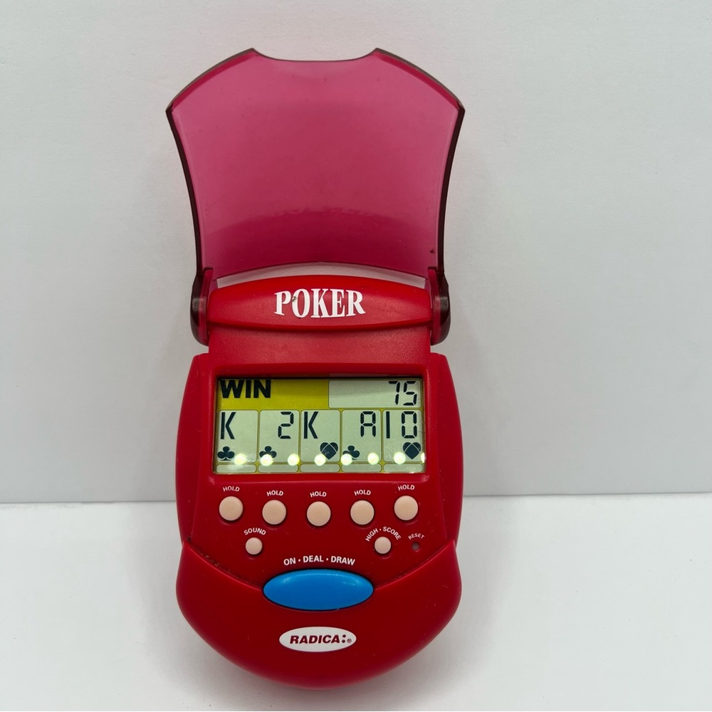 2001 Radica Pocket Poker Draw Electronic Handheld Game Tested Works